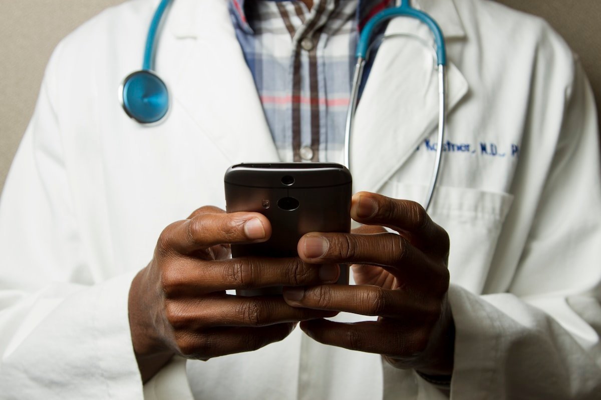 A healthcare professional reviewing information